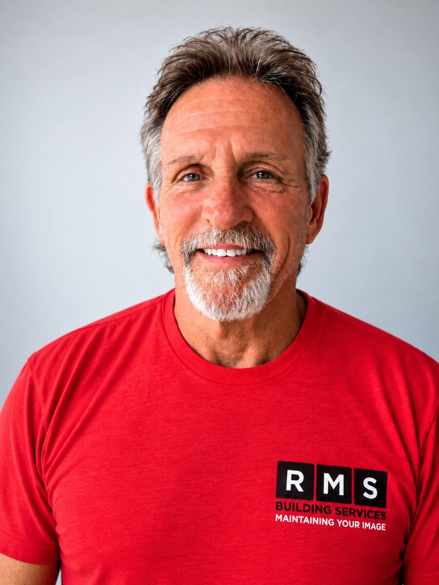 Michael Reith, owner of RMS Clean, in an RMS shirt