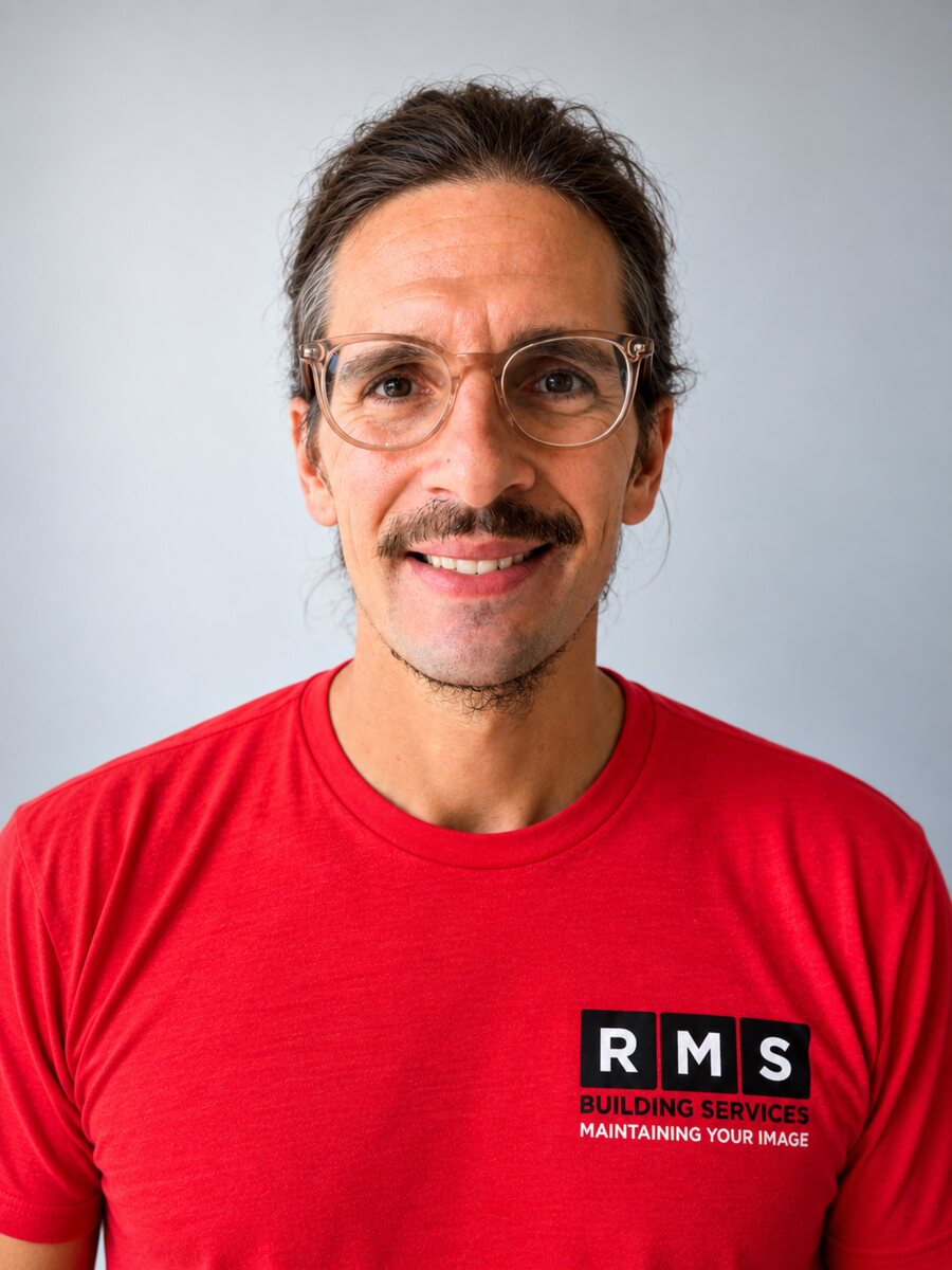 Mitchell Reith, operations manager at RMS Clean, in an RMS shirt